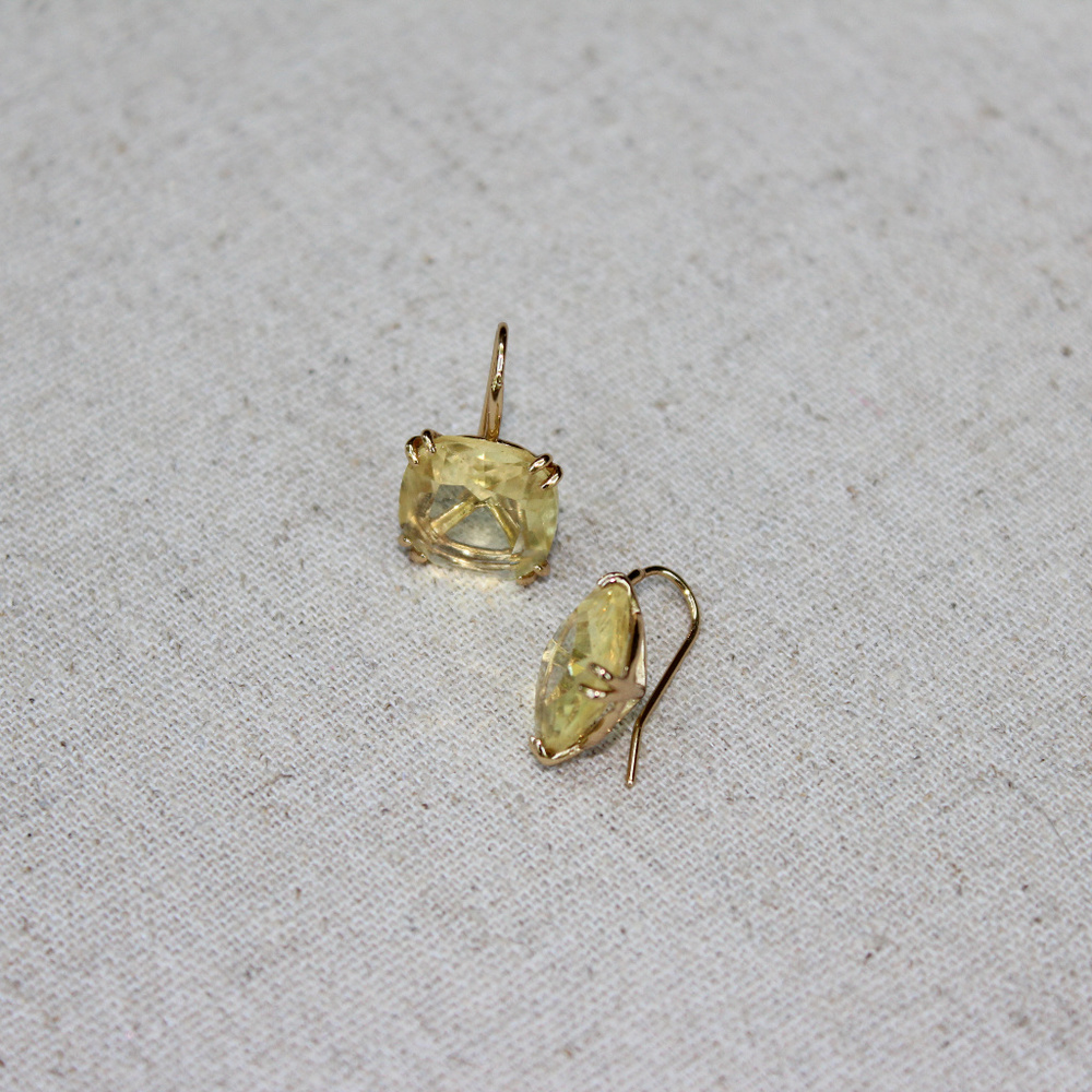 Stella & Dot Citrine Cushion Drop Earrings